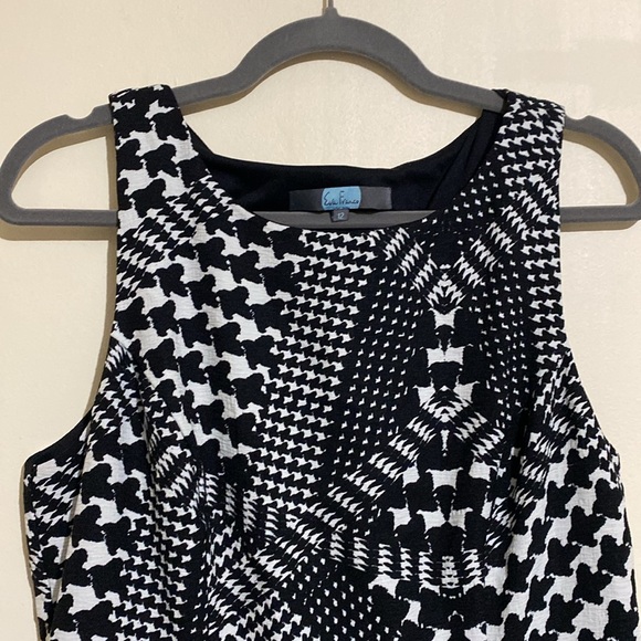Eva Franco Houndstooth Print Sleeveless Ruffle Hem Dress Women Size 12 - Picture 3 of 11